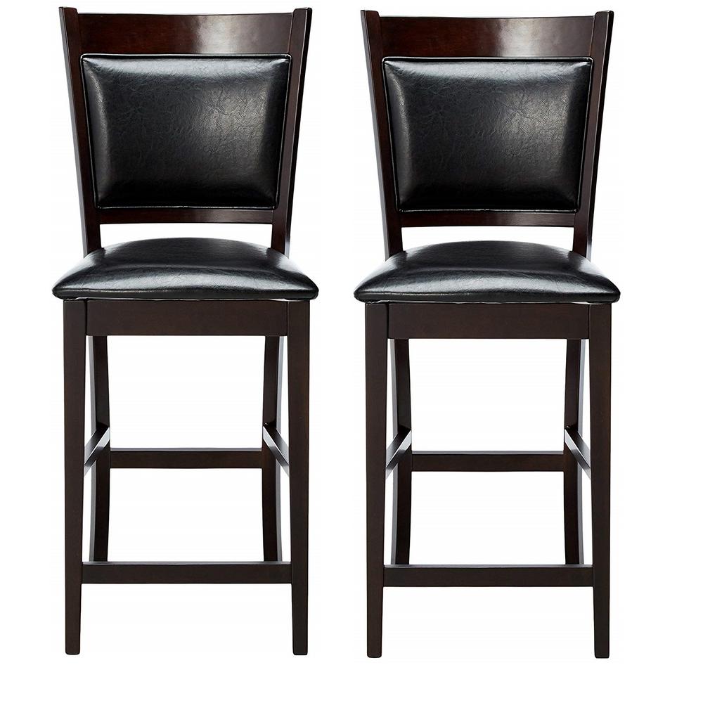 Jaden Black And Espresso Vinyl Counter Stools Set Of 2 Jaden Black And Espresso Vinyl Counter Stools Set Of 2
