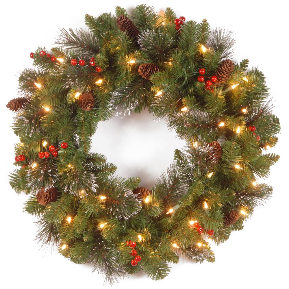 National Tree Company 20 in. Crestwood Spruce Wreath with Silver