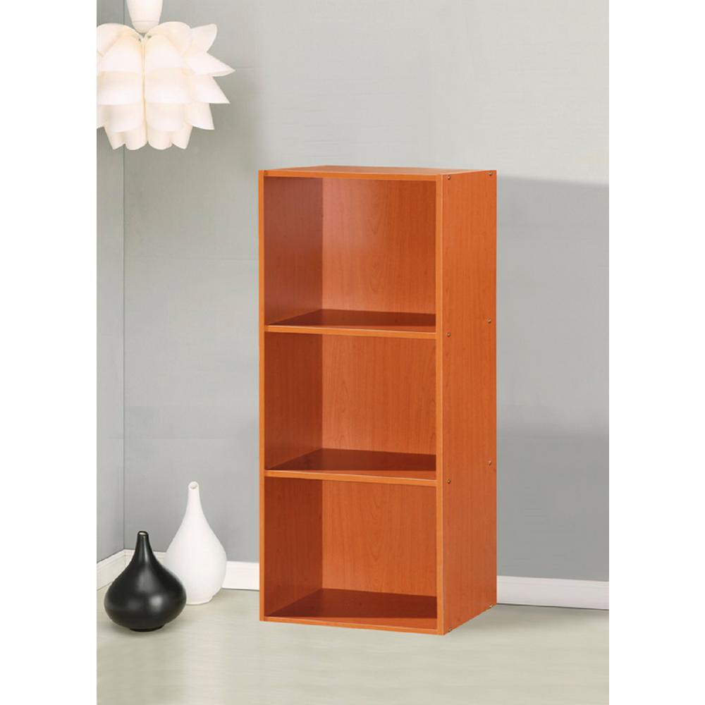 Hodedah 3-Shelf, 36 In. H Cherry Bookcase-HID23 CHERRY - The Home Depot