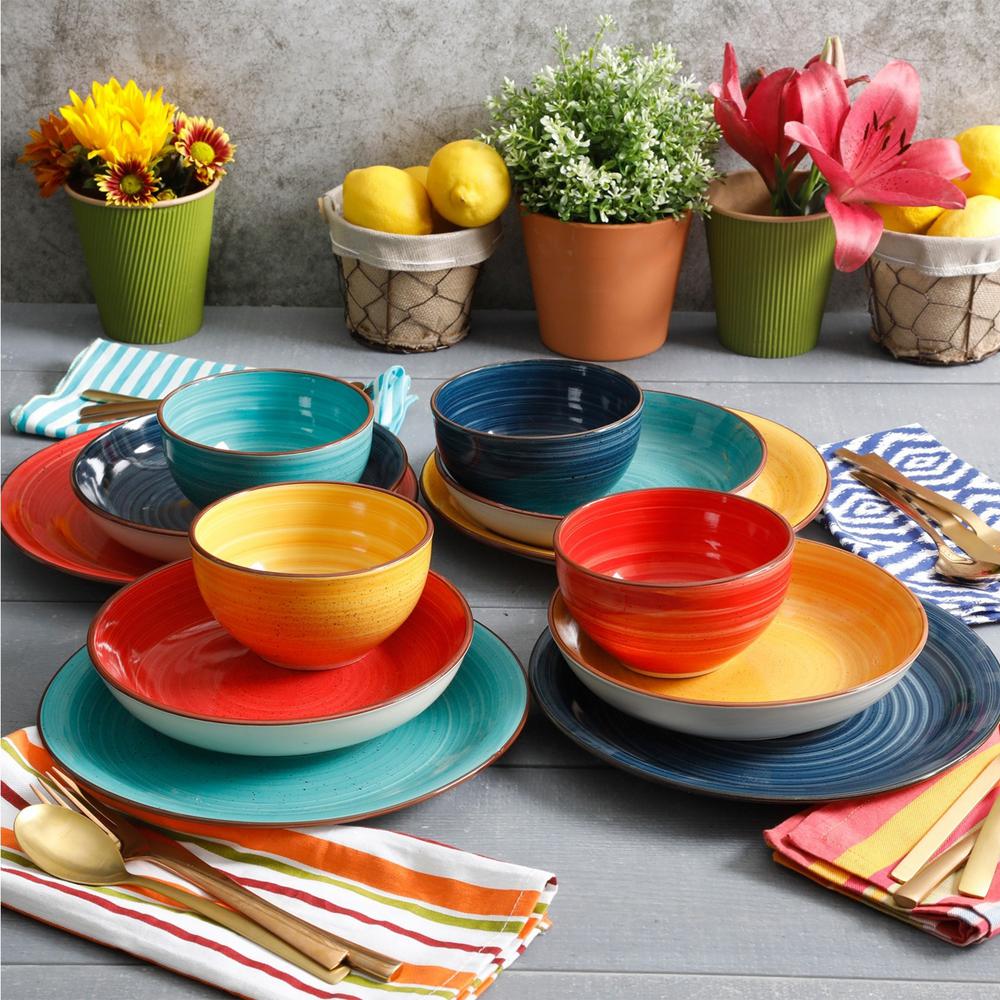 Gibson Home Color Speckle 12 Piece Casual Assorted Colors