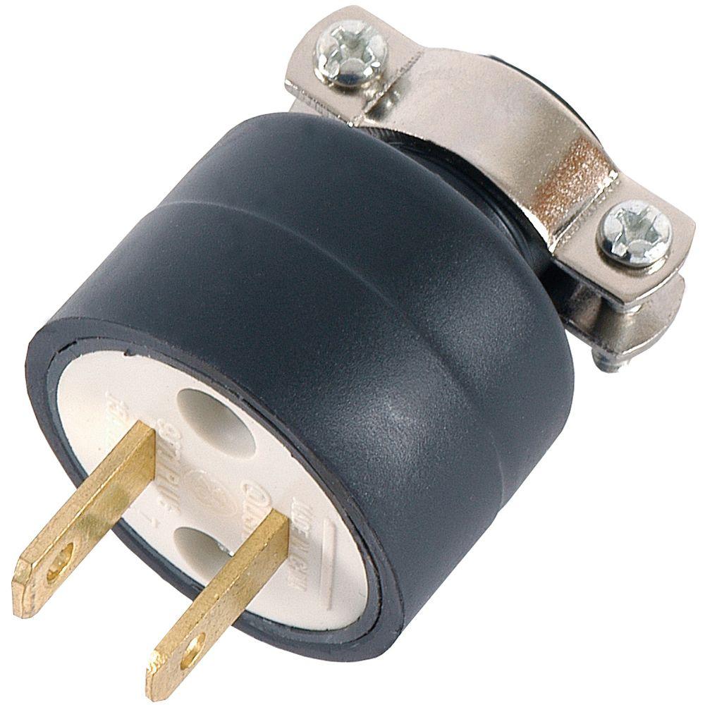 GE 15Amp 125Volt Heavy Duty Polarized Plug with Metal Cord Clamp