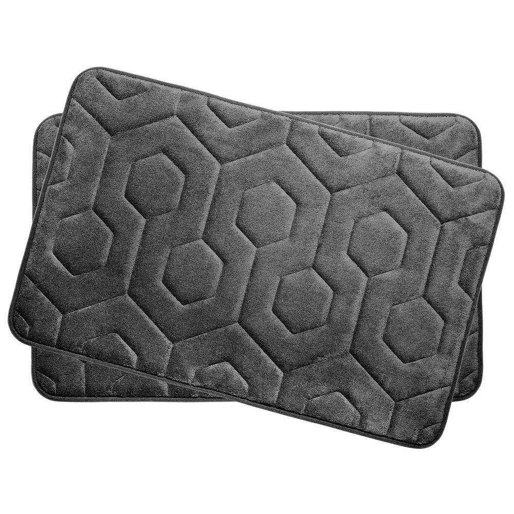 Bouncecomfort Hexagon Dark Gray 17 In X 24 Memory Foam Bath