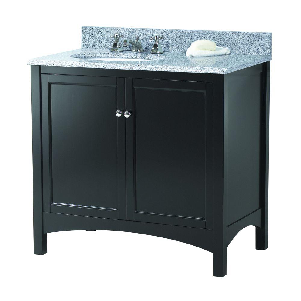 Home Decorators Collection Haven 37 In W X 22 D Vanity Espresso With Granite Top Napoli Left Offset White Sink