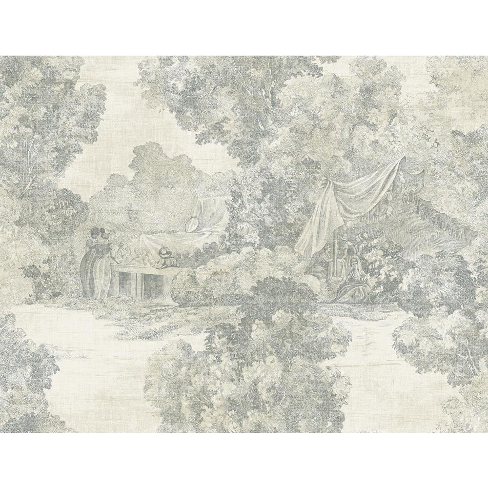 Seabrook Designs Lenox Hill Metallic Gold and Gray Toile Wallpaper ...