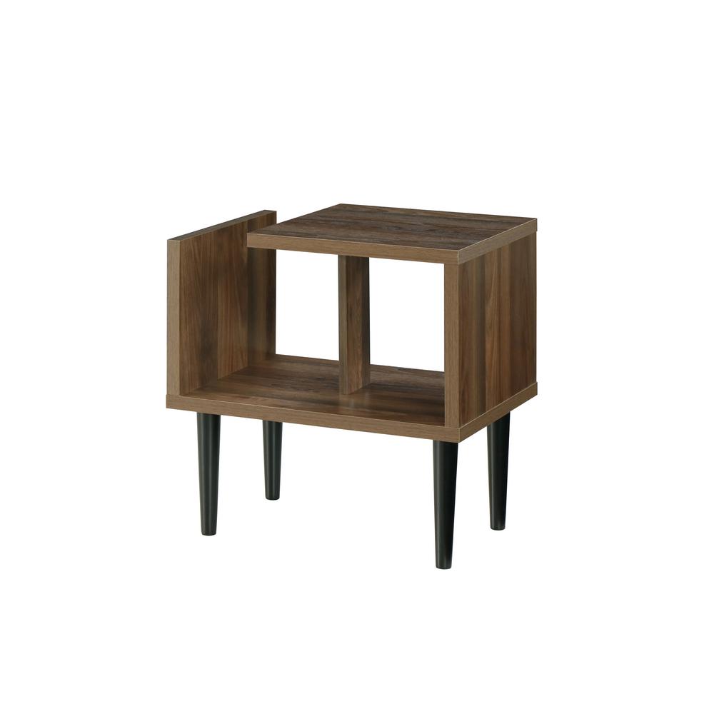 Square Modern Geometric Retro White Metal /& Wood End Side Storage Table
