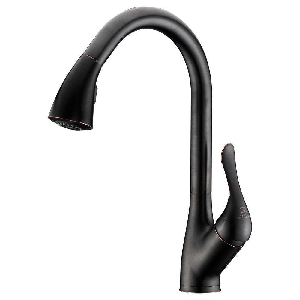 ANZZI Accent Series Single-Handle Pull-Down Sprayer Kitchen Faucet in Oil Rubbed Bronze