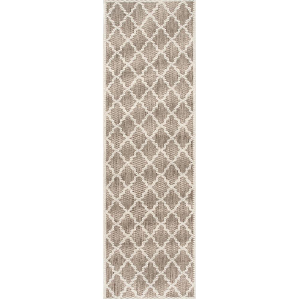 nuLOOM Machine Made Gina Moroccan Trellis Taupe 2 ft. x 8 ft. Outdoor
