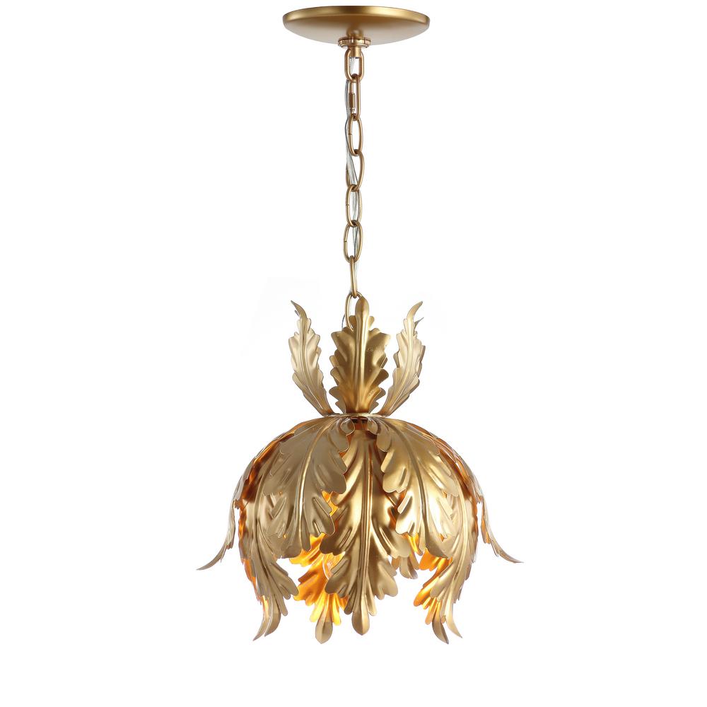 JONATHAN Y Anne 12 in. 1Light Gold Adjustable Metal LED Pendant