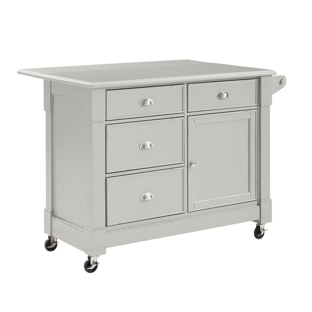 Baxton Studio Yonkers Gray Kitchen Cart with Wood Top 288626121HD