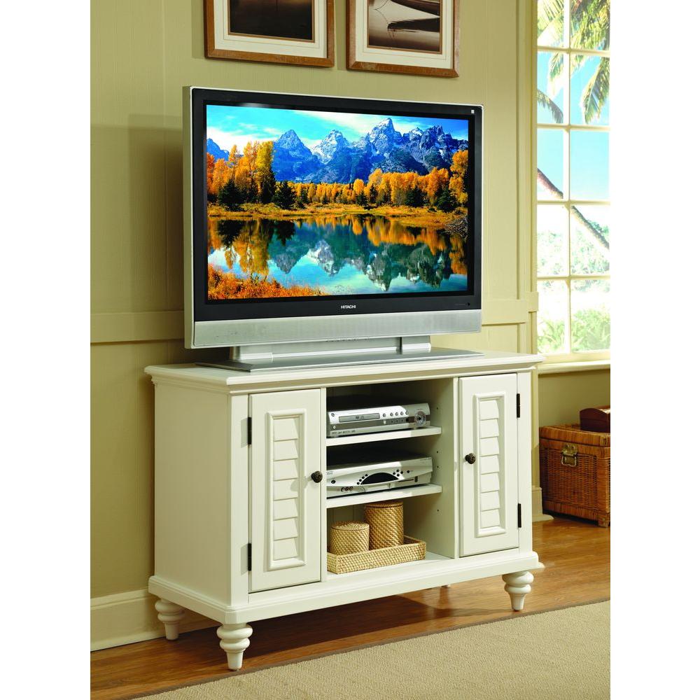 Bermuda Brushed White Storage Entertainment Center