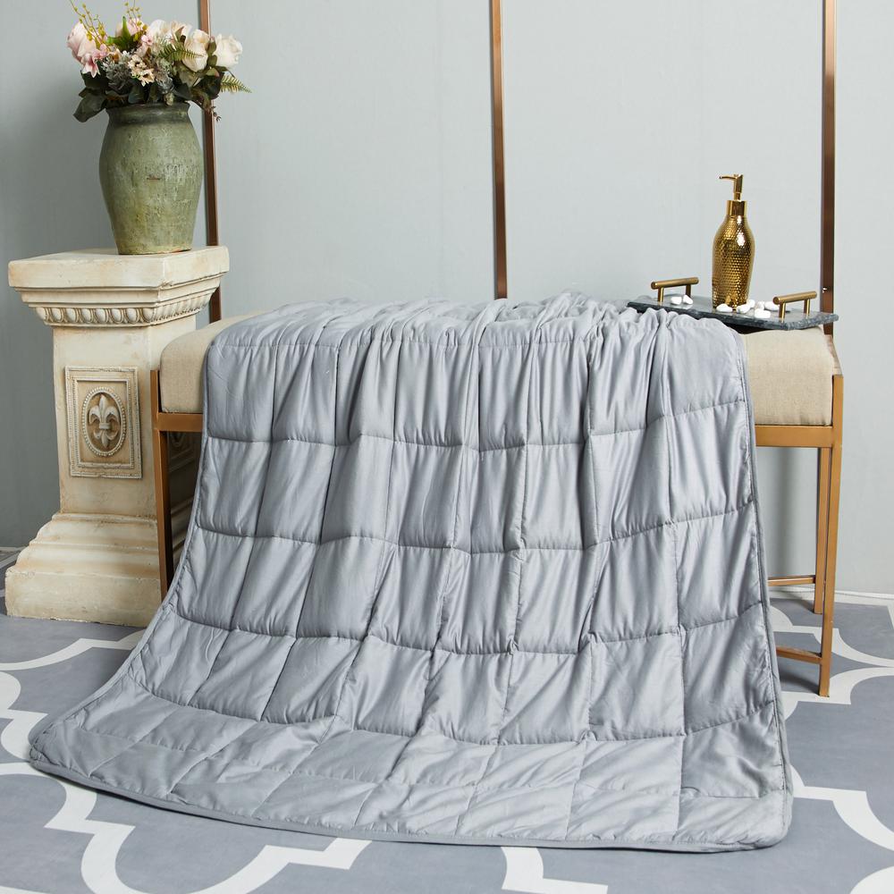 Pur Serenity Light Grey 100 Cotton 48 In X 72 In 20 Lb Weighted Blanket Wb Cot20 Sil The Home Depot