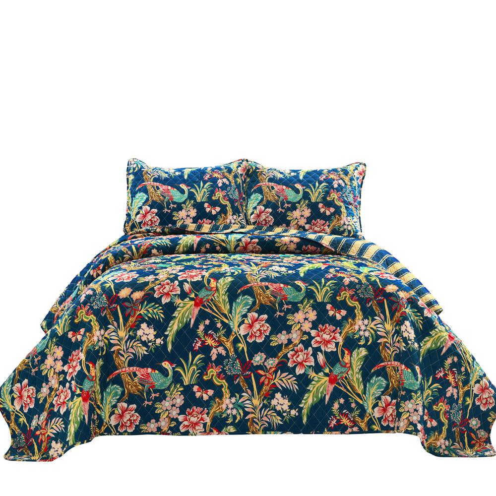Dolores Quilt Navy/Multi King Set (3Piece)16T005081 The Home Depot