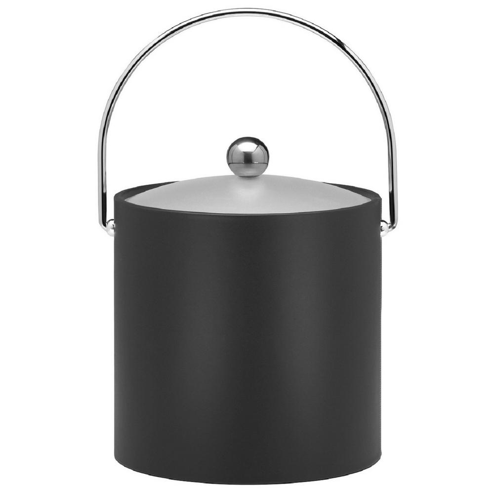 Kraftware Contempo 2 Qt. Black Tall Ice Bucket with Thick Vinyl Lid