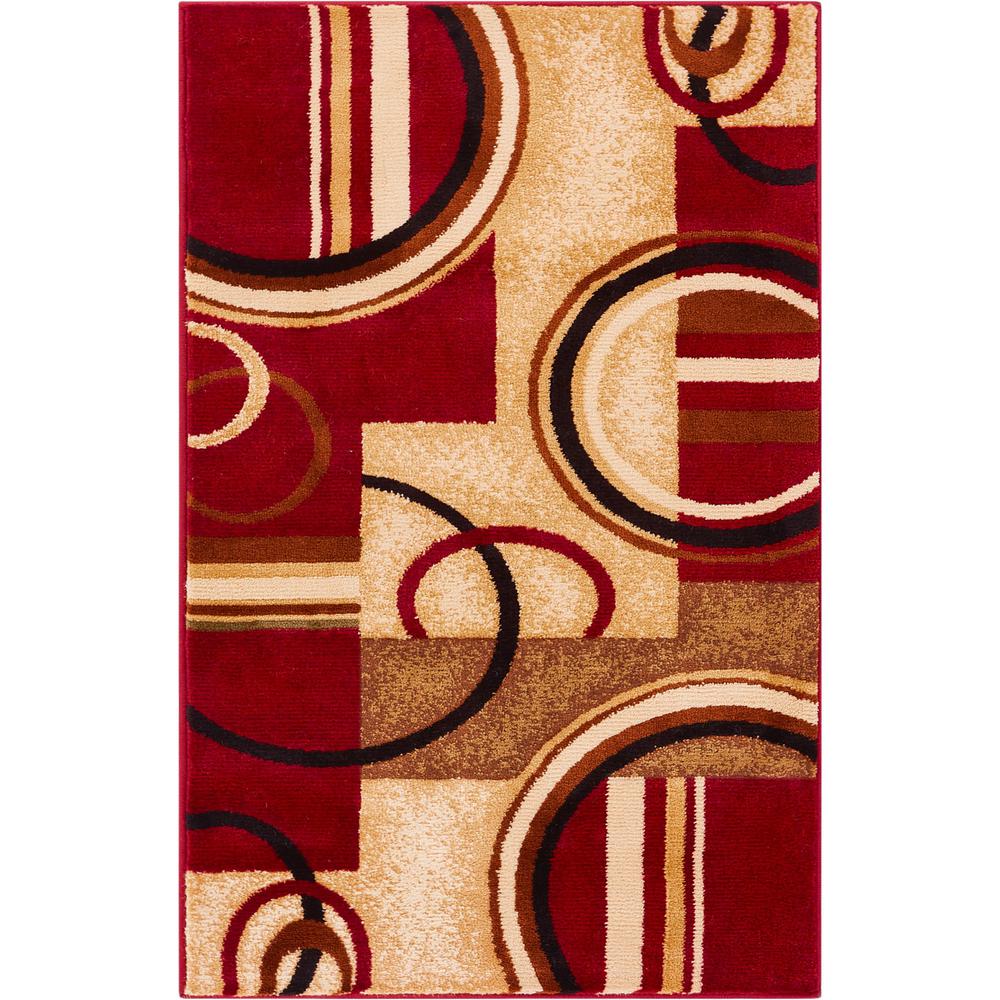 Well Woven Barclay Arcs And Shapes Red 2 Ft X 4 Modern Geometric Area Rug