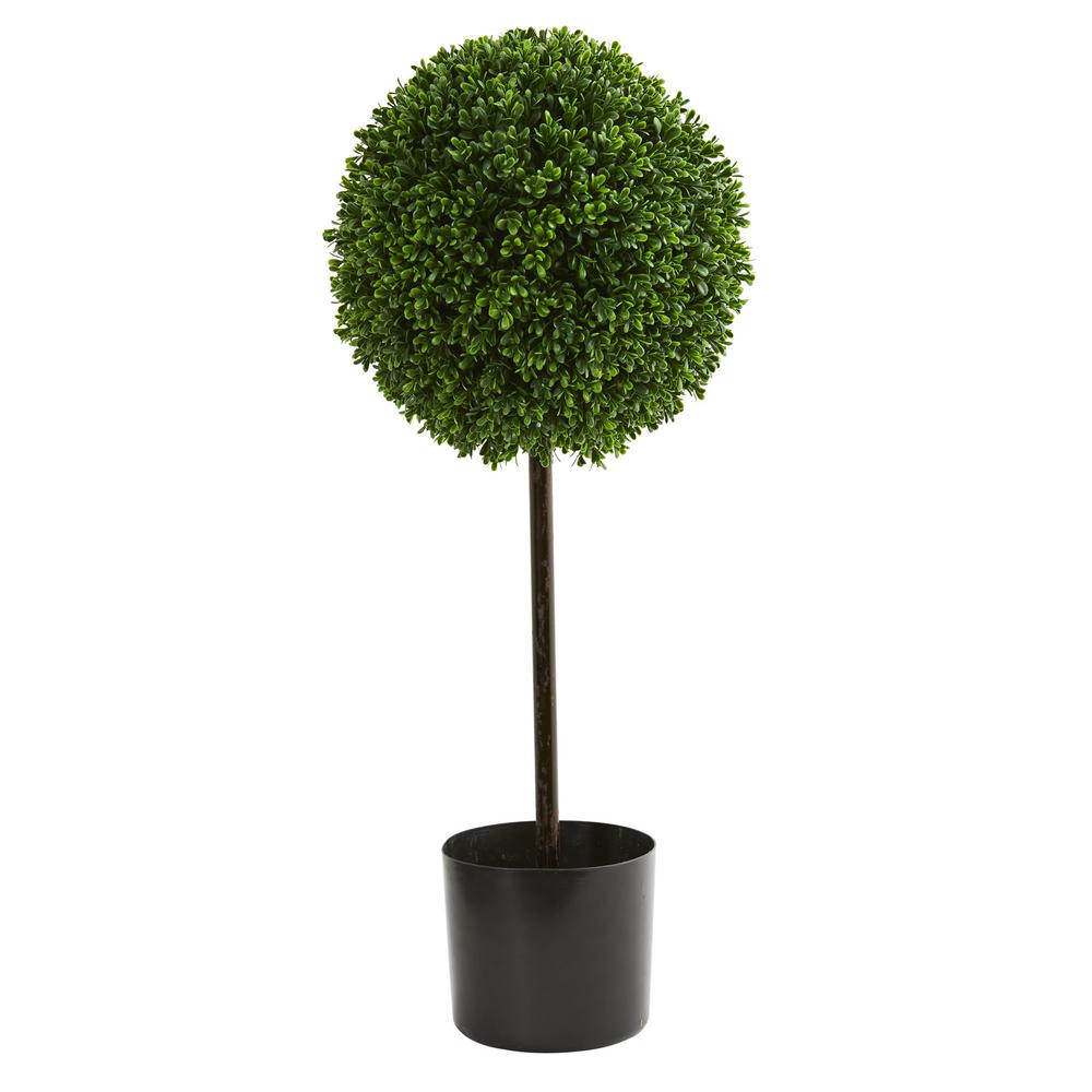 Topiaries The Home Depot 2 5 Ft Uv Resistant Indoor Outdoor Boxwood Ball Artificial Topiary Tree