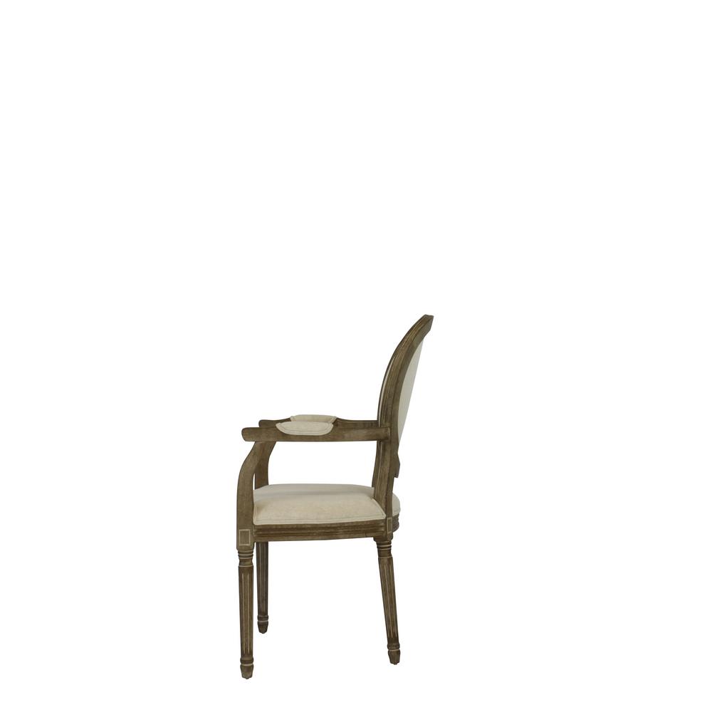 Louis Beige Wooden Dining Arm Chair Set Of 2 Dwc 500bg