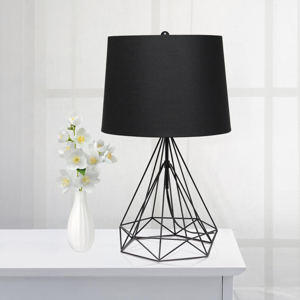 black geometric table lamp