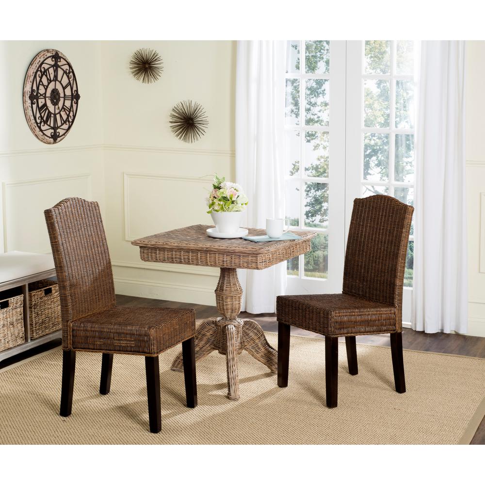 Safavieh Odette Wicker Chair In Brown Multi 2 Pack SEA8015C SET2