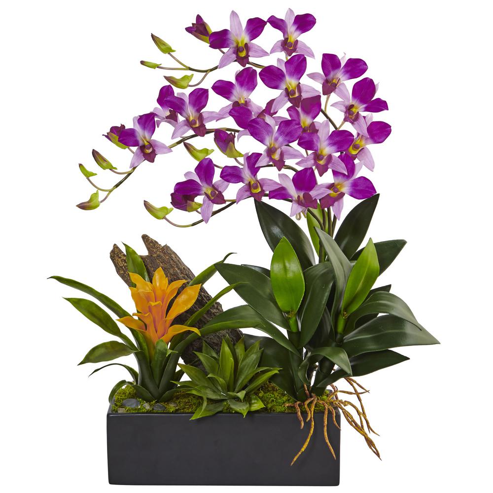 Nearly Natural Dendrobium Orchid and Bromeliad Silk Arrangement1470PP