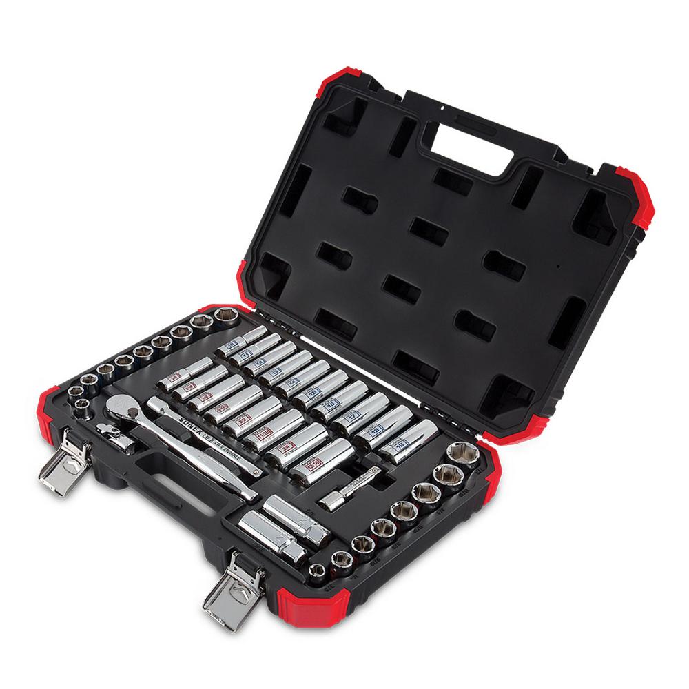 45 Piece 3//8/" Drive Standard and Deep SAE and Metric Spline Socket Set KTI20045