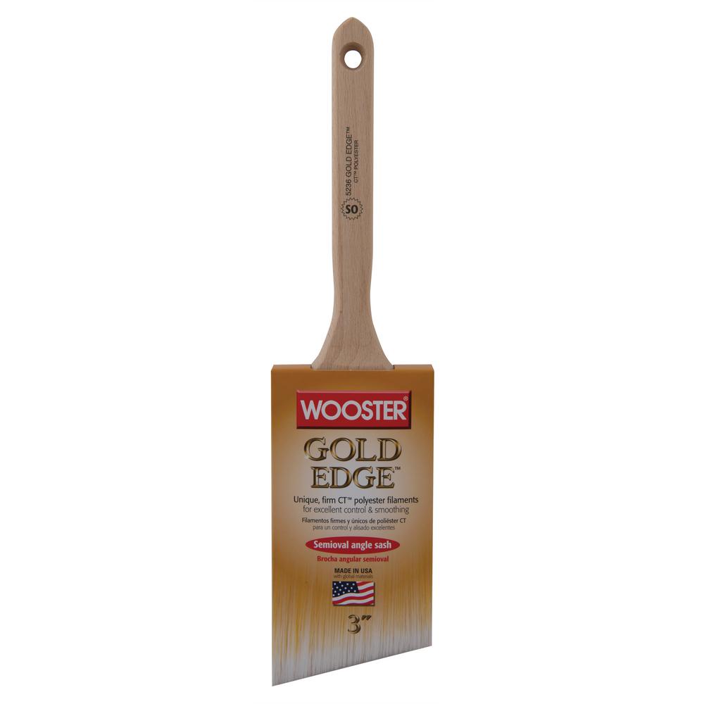 Wooster 3 in. Gold Edge Polyester Semi Oval Angle Sash Brush0052360030
