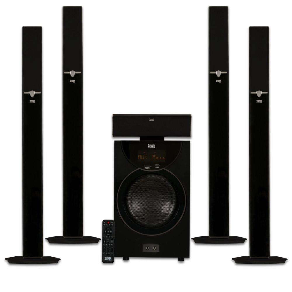 Sistema Home Theater 5.1 Acoustic Audio AAT1003 - 1000W Con 4 Torri E Subwoofer Da 20 Cm - Lettore SD E USB