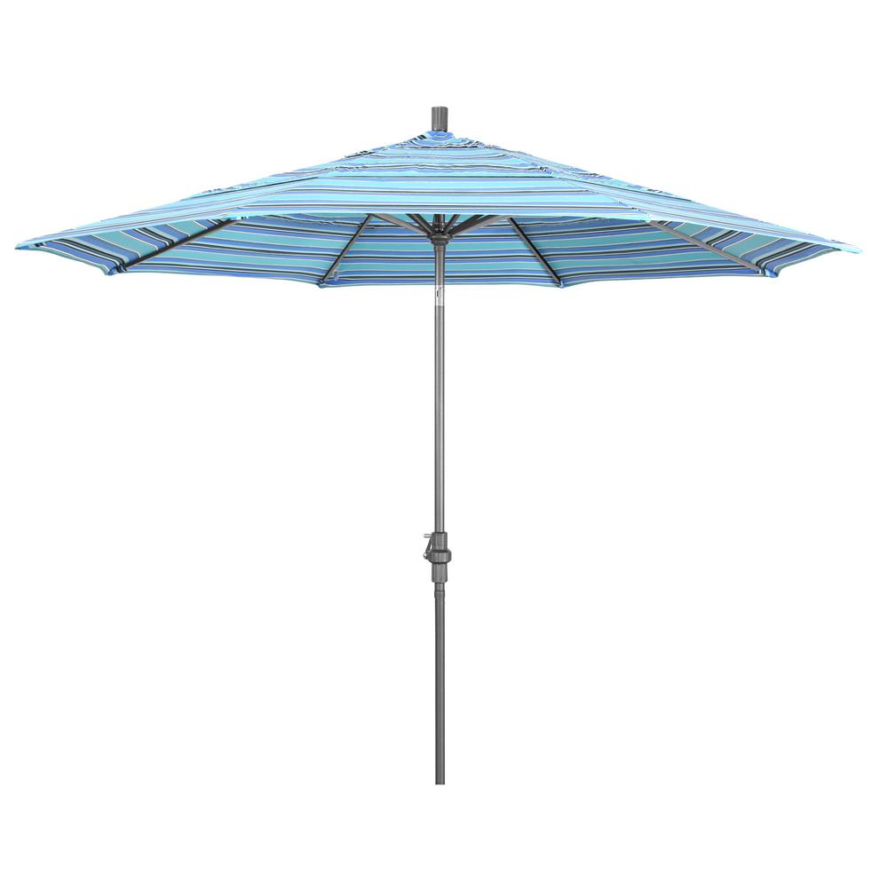 California Umbrella 11 Ft Hammertone Grey Aluminum Market Patio Umbrella With Crank Lift In Dolce Oasis Sunbrella Gscu118010 56001 Dwv The Home Depot