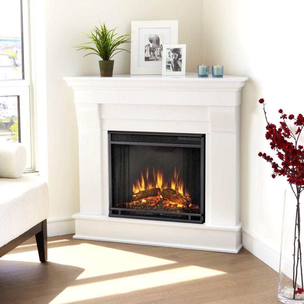 Real Flame Chateau 41 in. Corner Electric Fireplace in White5950EW  The Home Depot