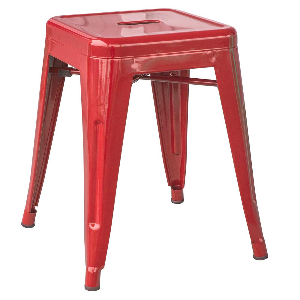 Loft Style 18 in. Red Stackable Metal Bar Stool