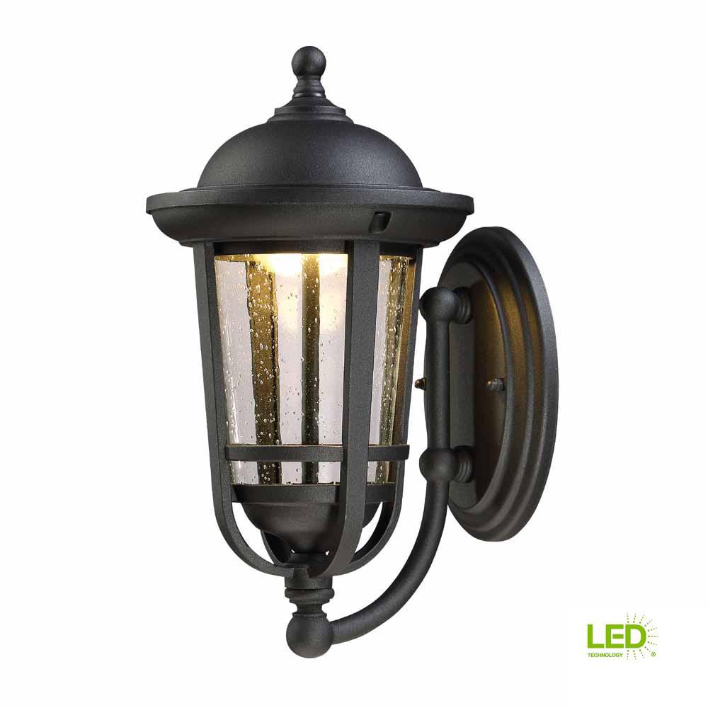 Envirolite Outdoor Wall Mounted Lighting The Solid Black Outdoor Led Wall Lantern With Clear Seeded Glass Shade