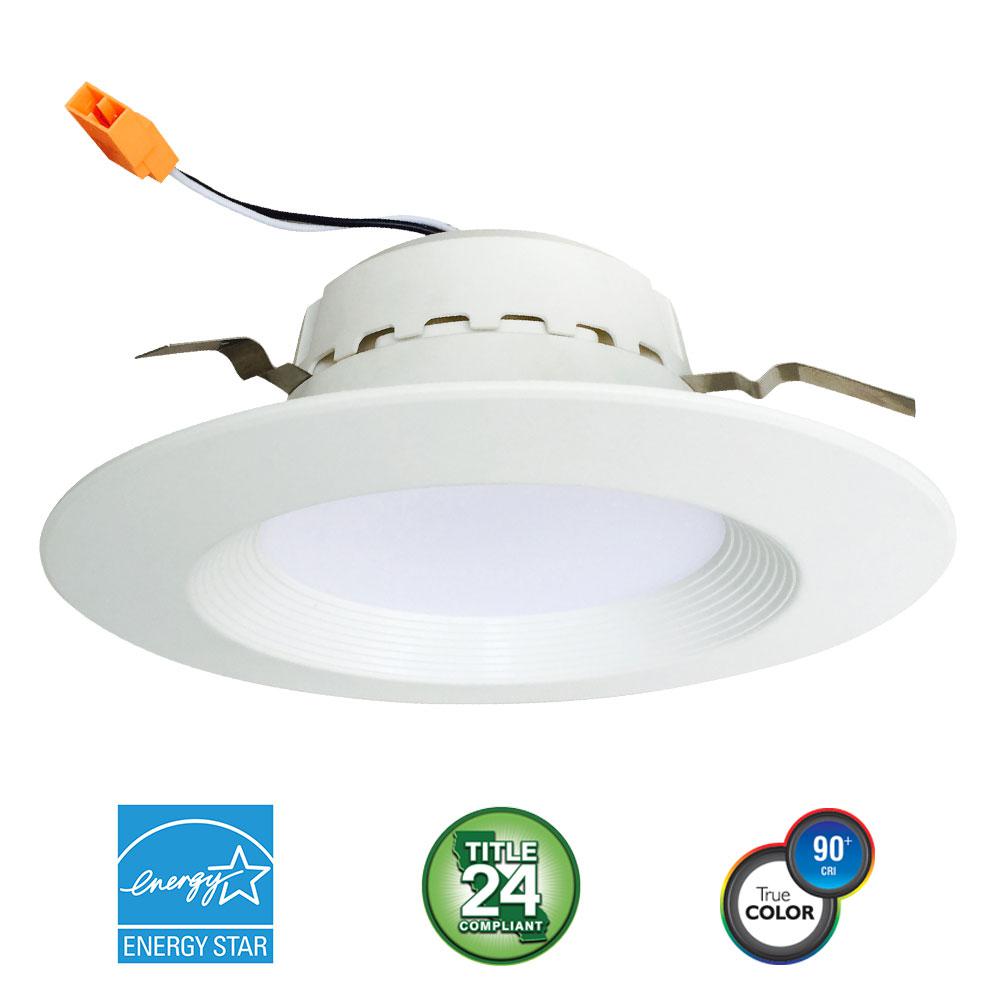 Commercial Electric 4 in. White Recessed LED Trim with 2700K, 90 ...