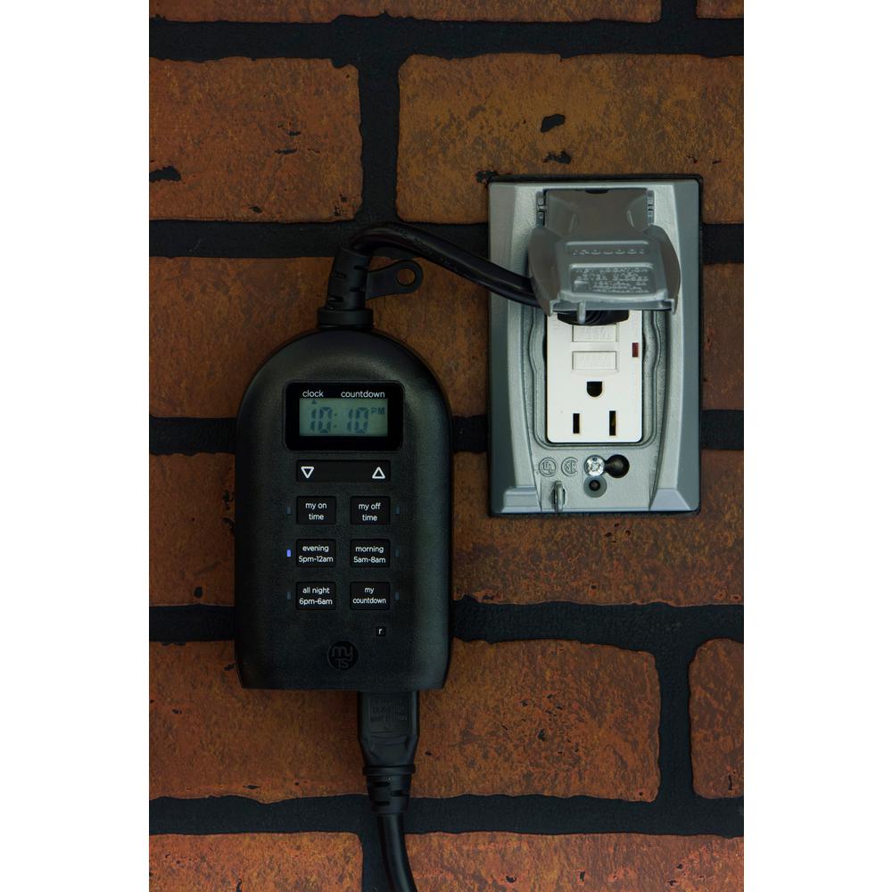 Mytouchsmart Simple Set Plug In Dual Digital Outdoor Timer With 2 Grounded S 26898 P2 The Home Depot Mytouchsmart Simple Set Plug In Dual, Outdoor Timer For Lights Home Depot