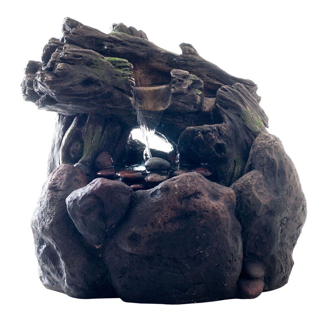 Pure Garden 3-Tier LED Lighted Outdoor Rockery Fountain with Pump by Pure Garden