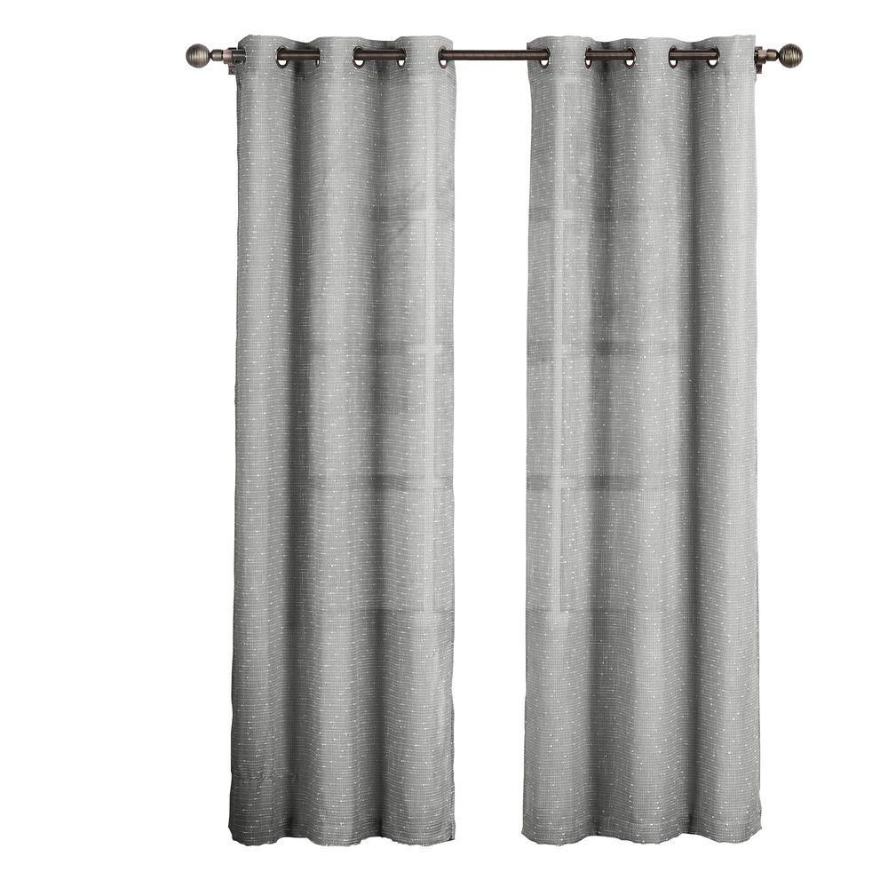 Creative Home Ideas Sheer Nubby Linen Blend 84 In L Grommet Curtain Panel Pair Charcoal Set Of 2 Creative Home Ideas Sheer Nubby Linen Blend 84 In L Grommet Curtain Panel Pair Charcoal Set Of 2