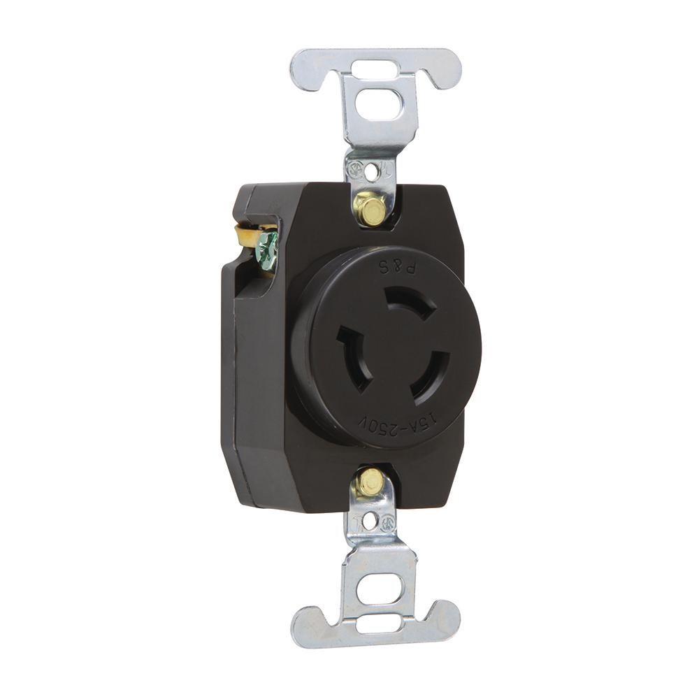 Turnlok 15 Amp 250Volt Locking Receptacle, Black4560 The Home Depot