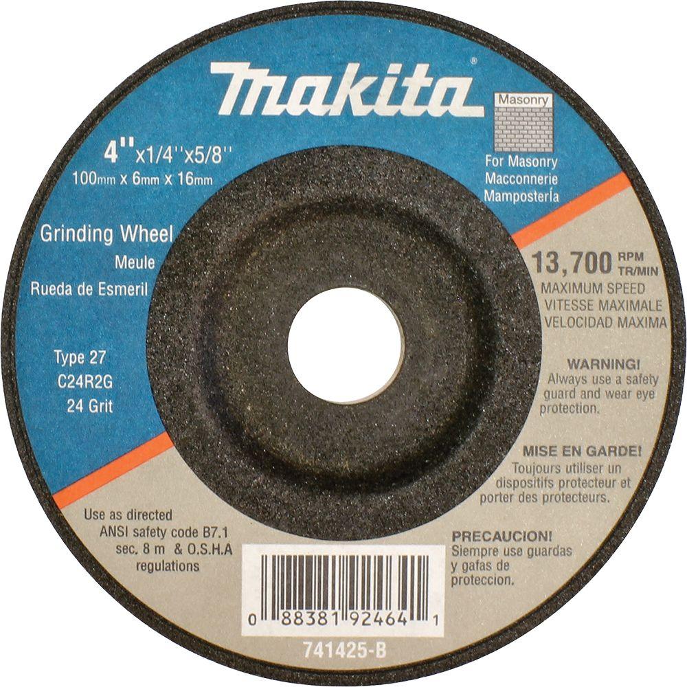 Makita 4 in. x 5/8 in. x 1/4 in. 24Grit Grinding Wheel (25Pack