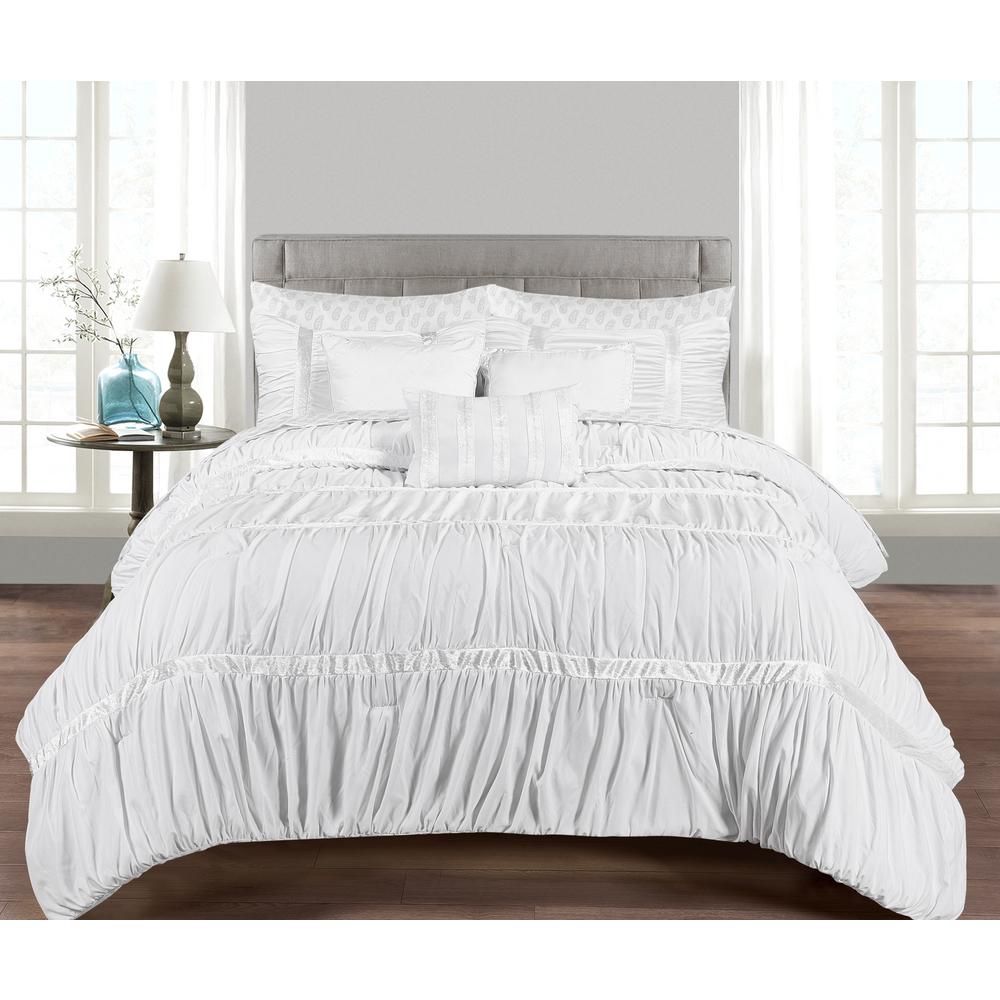 Home MHF Home Francis 10Piece White Queen Comforter SetM592348