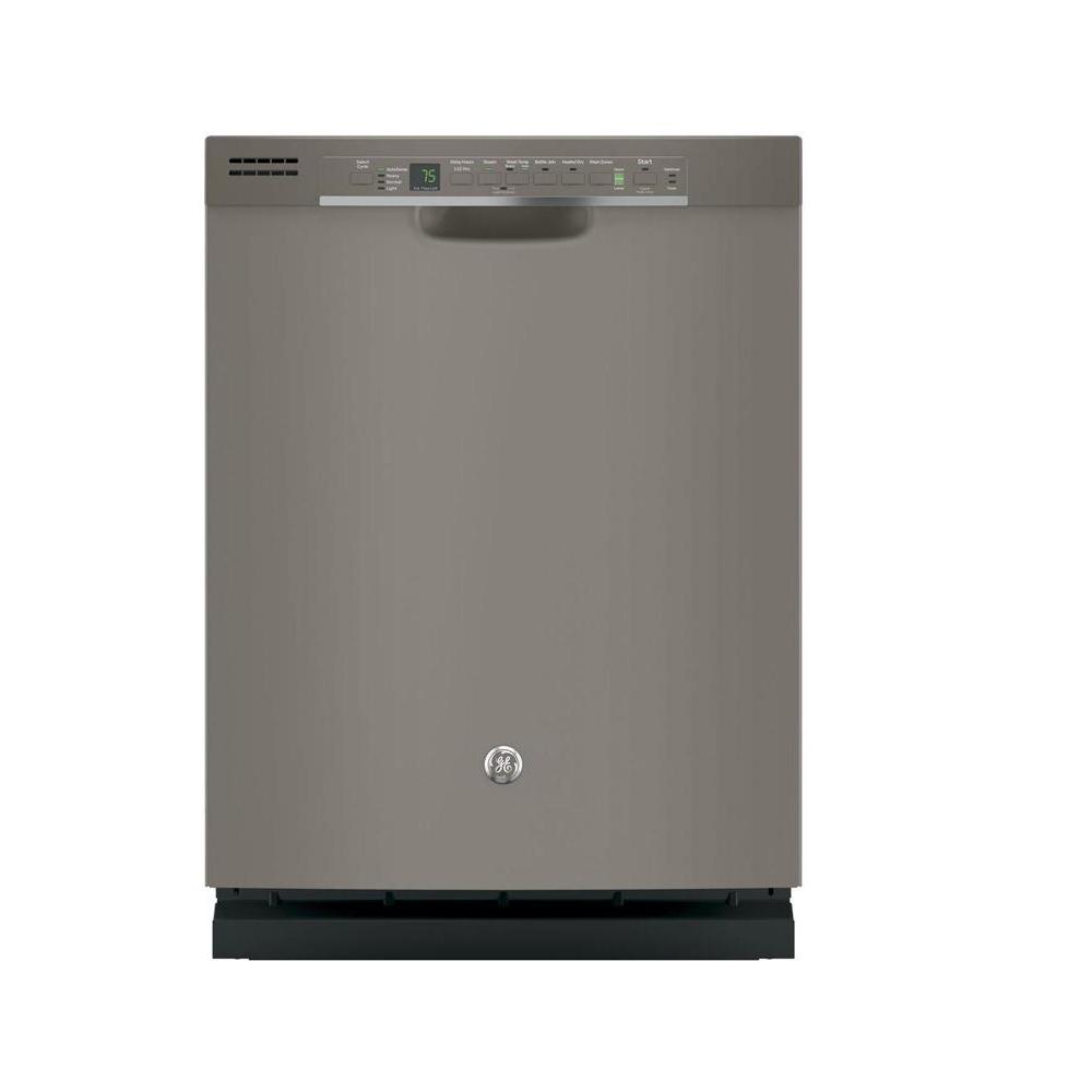 GE Front Control Dishwasher in Slate with Hybrid Stainless Steel Tub