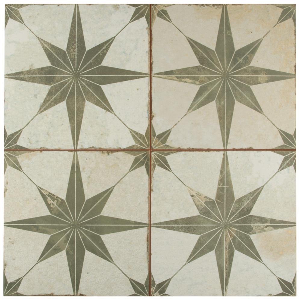 Merola Tile Kings Star Sage Encaustic 17 5 8 In X Merola Tile Kings Star Sage Encaustic 17 5 8 In X