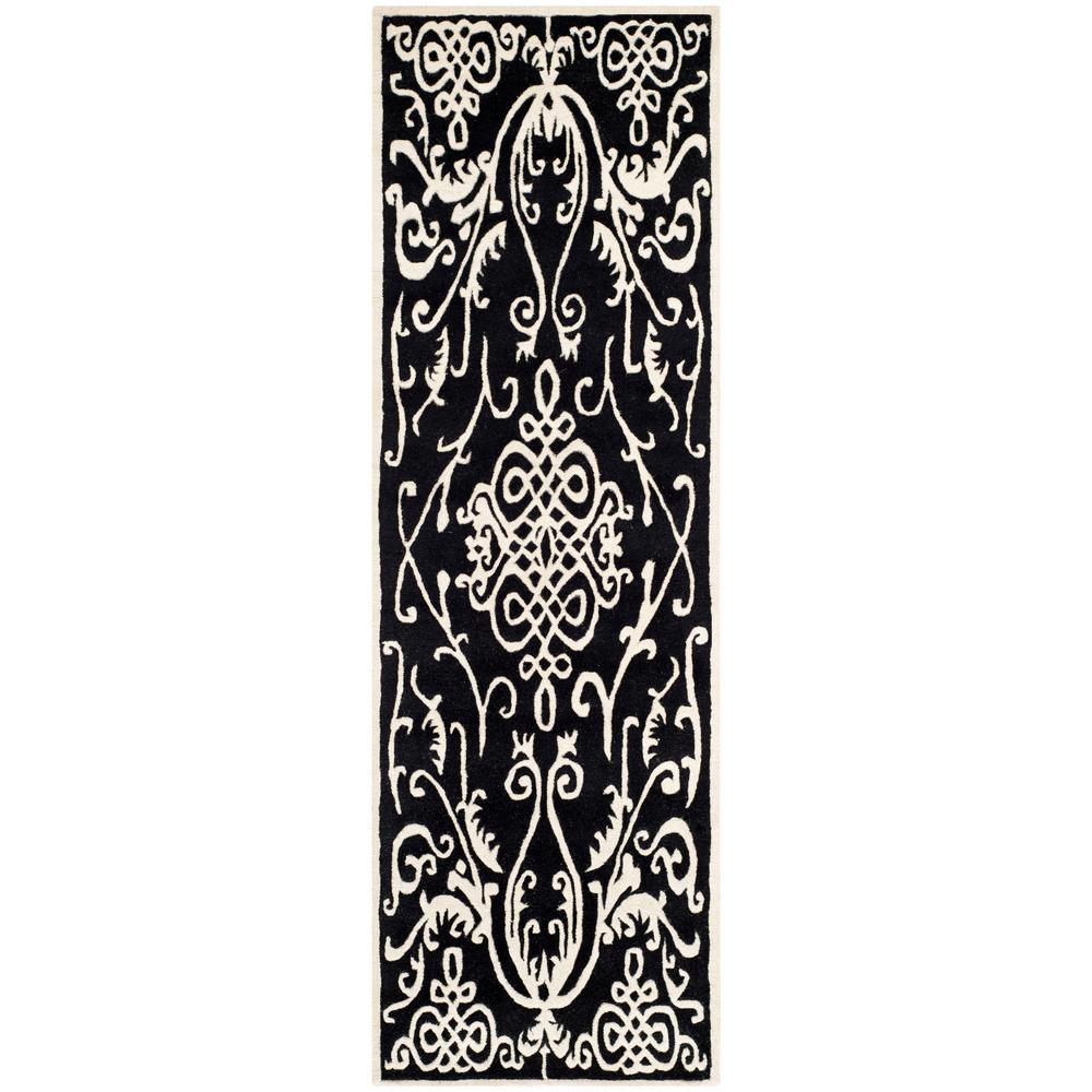 Safavieh Soho Black/Ivory 3 ft. x 12 ft. Runner RugSOH120A212 The