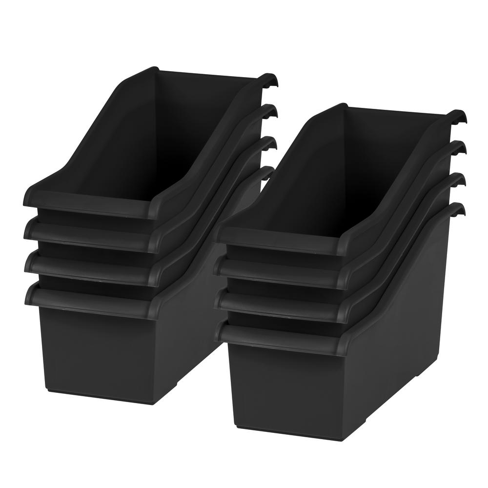 black plastic storage baskets