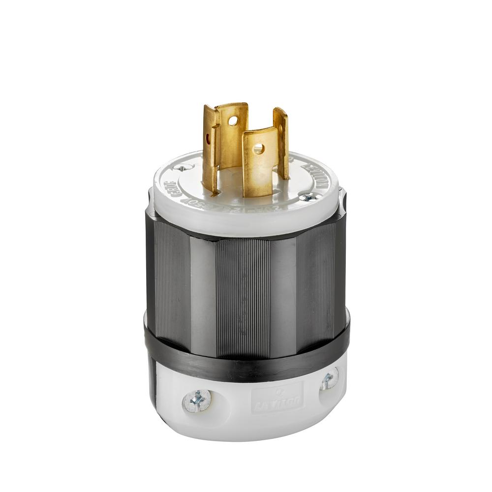 Leviton 20 Amp 125/250-Volt Locking Plug, Black and White ... leviton plug wiring green black and white 