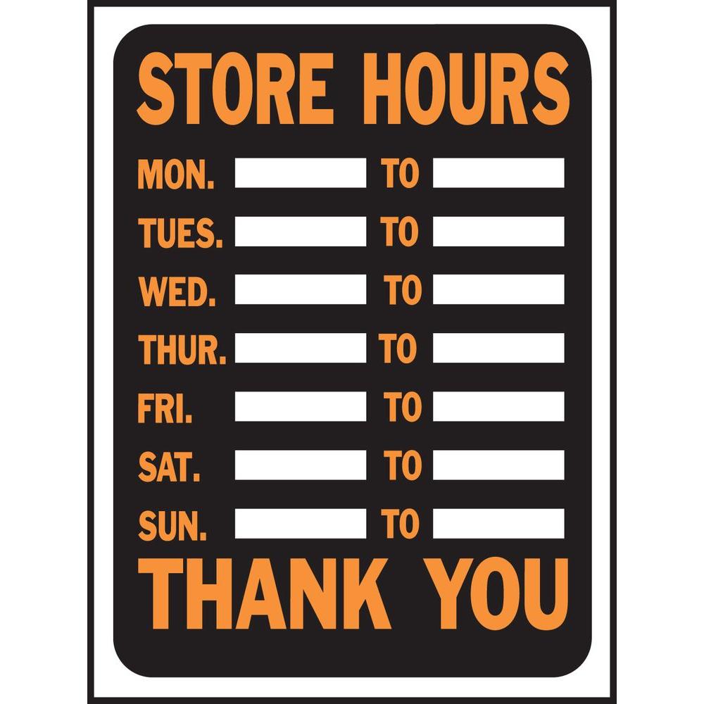 HYKO 9 in. x 12 in. Plastic Store Hours Sign3030 The Home Depot