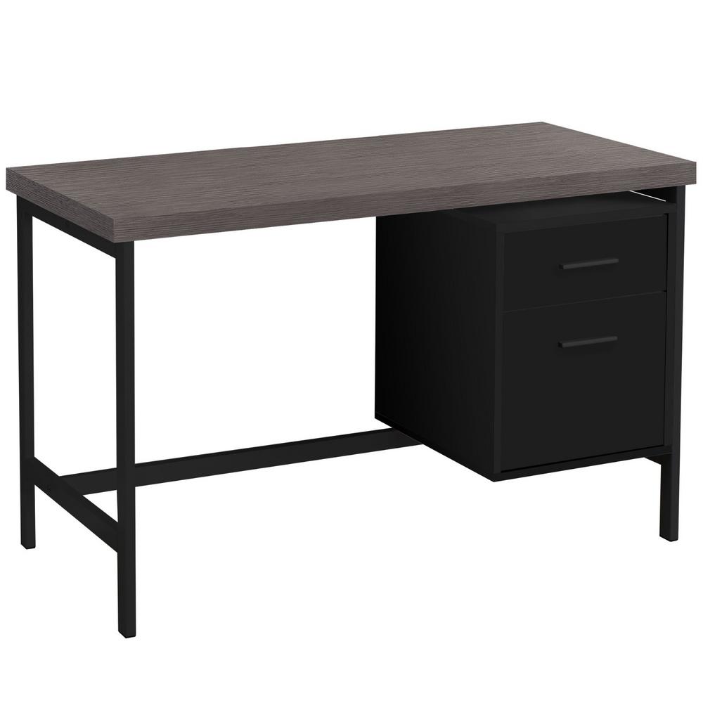 Homeroots 47 25 In Black Gray Rectangular 2 Drawer Computer Desk Homeroots 47 25 In Black Gray