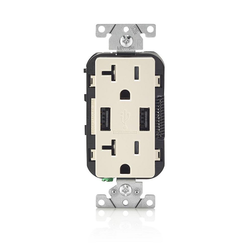 Decora Duplex Receptacles 20 Amp Tamper Resistant Almond 10 pc