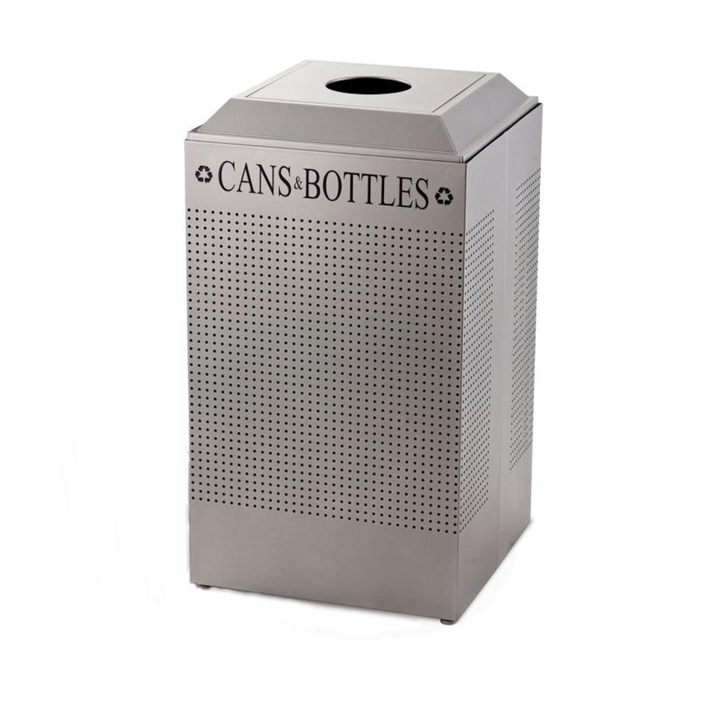Rubbermaid Commercial Products Silhouette 29 Gal. Silver Square Can/Bottle Recycling Container