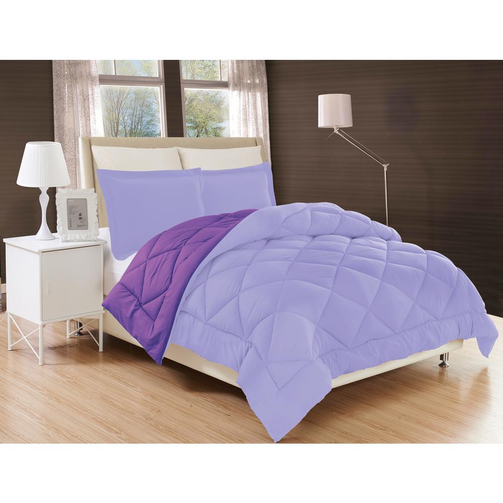 Elegant Comfort 3 Piece Lilac Purple Full Queen Comforter Set Cmf