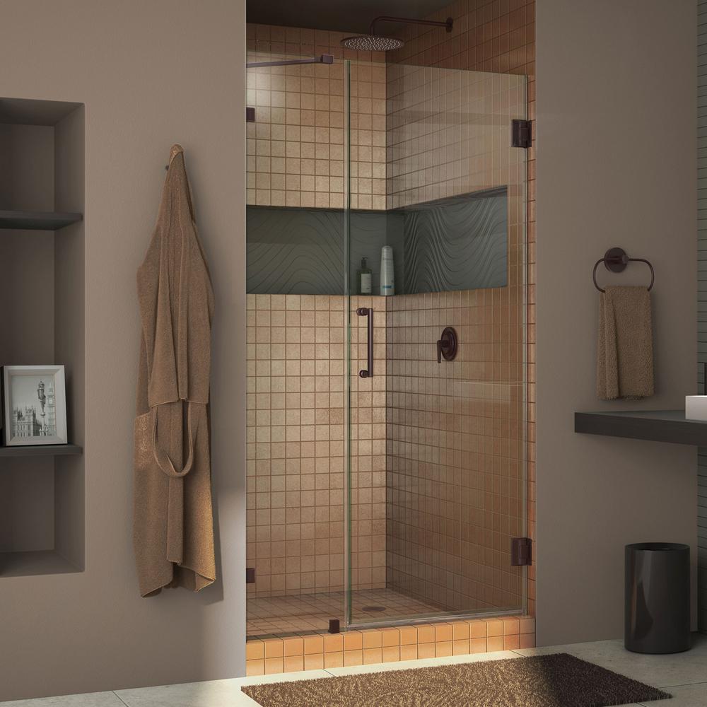 Dreamline Unidoor Lux 39 In X 72 Frameless Hinged Shower Door Oil Rubbed Bronze