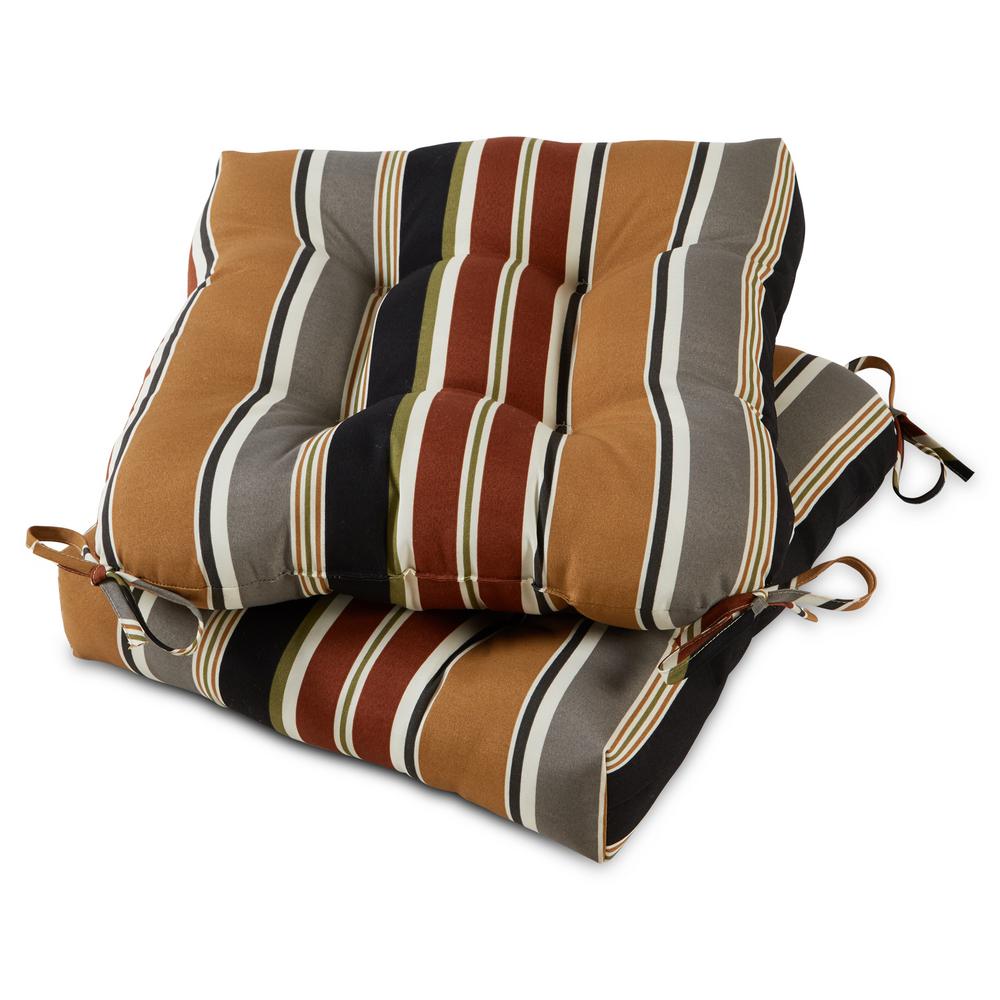 Greendale Home Fashions Brick Stripe 20 in. x 20 in. Tufted Square Outdoor Seat Cushion (2Pack