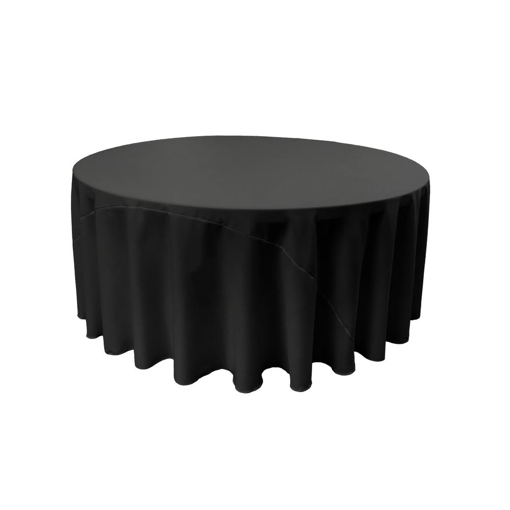 La Linen 120 In Black Polyester Poplin Round Tablecloth La Linen 120 In Black Polyester Poplin Round Tablecloth